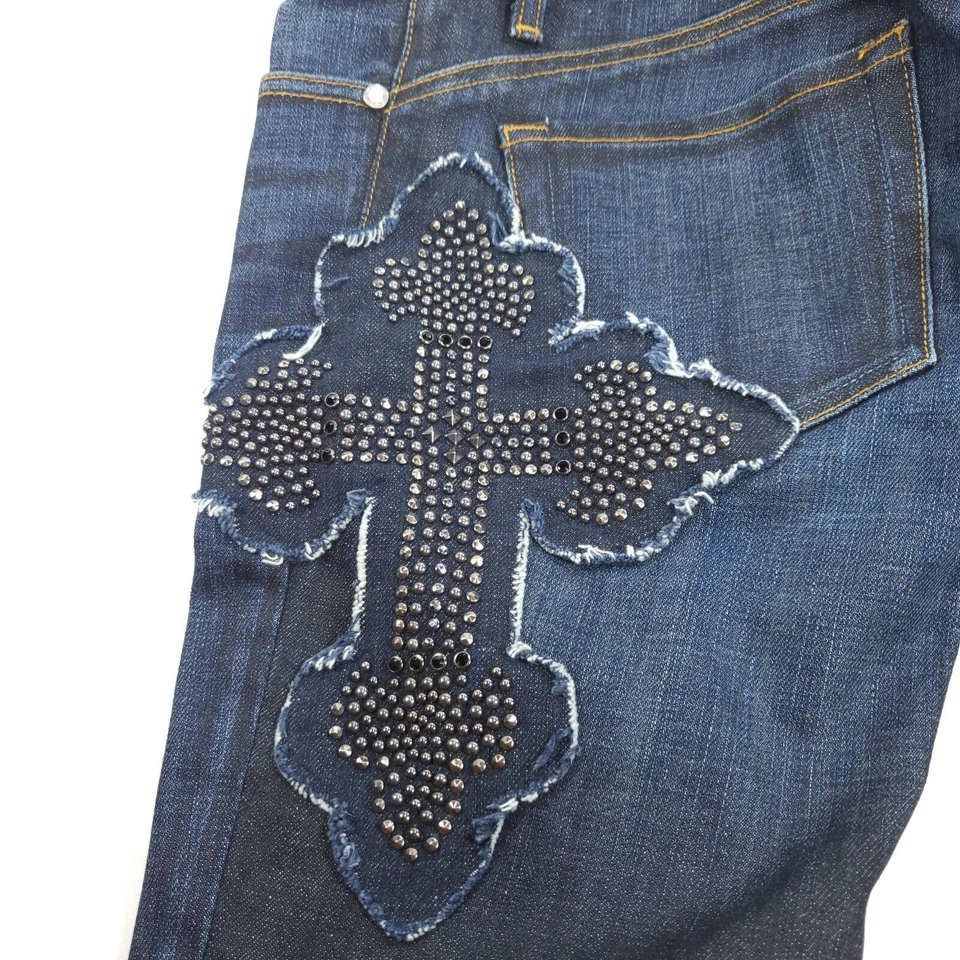 Pantalones de mezclilla We The People informales con cremallera con botones lavado medio para mujer talla 27 azules Foto 4 de 4