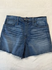 Madewell Womens The Perfect Jean Short Mid Wash Shorts 31 Raw Hem High Waist E76