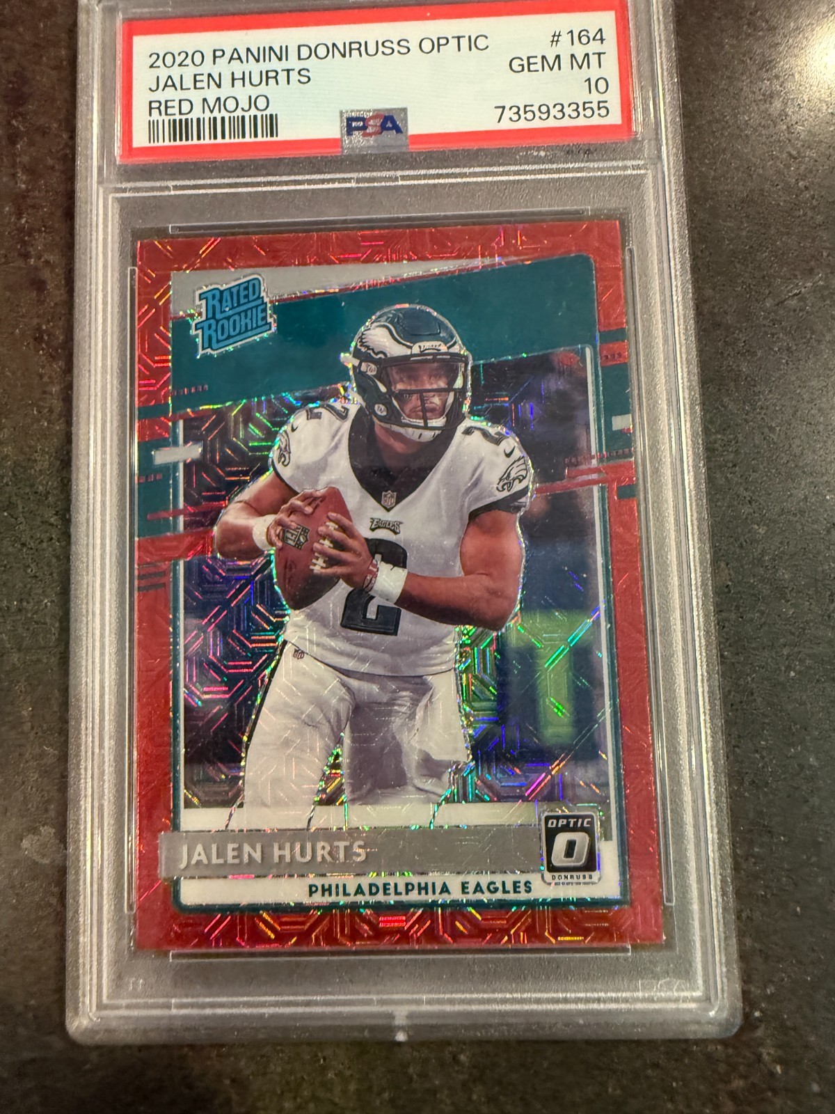 2020 Donruss Optic #164 Rated Rookie Jalen Hurts Red Mojo RC SP PSA 10 Gem Mint