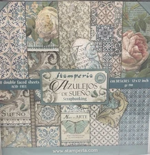 Stamperia Azulejos de Sueño 12x12 Scrapbooking Paper Pad 10 Double Sided Sheets
