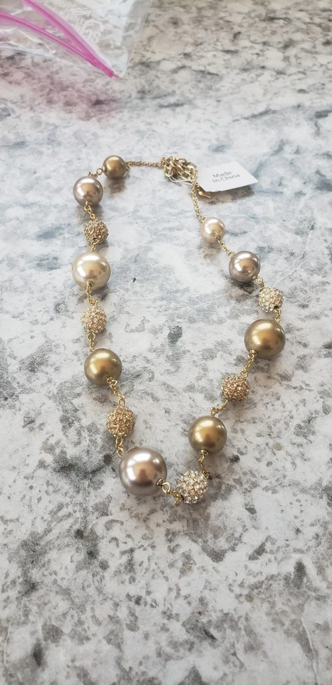 $125 Carolee Tono Dorado Perla y Bola de Fuego Estación 38" Collar F3-2 Foto 2 de 4