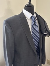 Jos A Bank Suit Mens 42R 34x29 Gray Wool 2 Piece Jacket Pants Set Classic Formal
