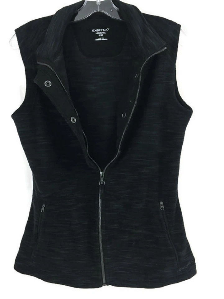 Chaleco EXOFFICIO Mujer 100% Poliéster Negro Y Gris Cremallera Frontal Completa Talla Mediana Foto 2 de 4