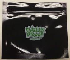 1 EX-SMALL SMELLY PROOF STORAGE PLASTIC BAGS. 4" x 3" SOLID BLACK