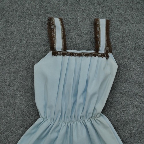 Vintage Handmade Dress Girls Medium Large Blue Floral Sleeveless 70s 80s - Picture 3 of 8