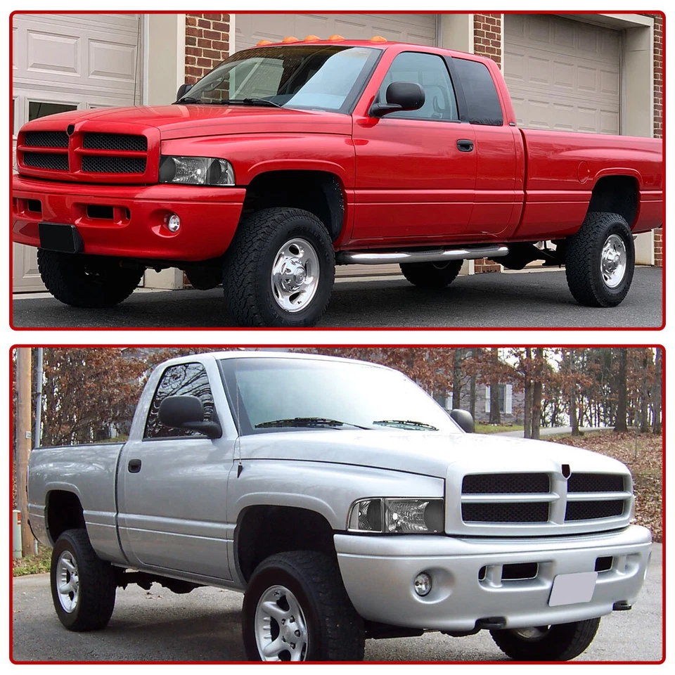 For 1994-2002 Dodge Ram 1500 2500 3500 Black Headlights Assembly Clear Corner - Image 2 of 4