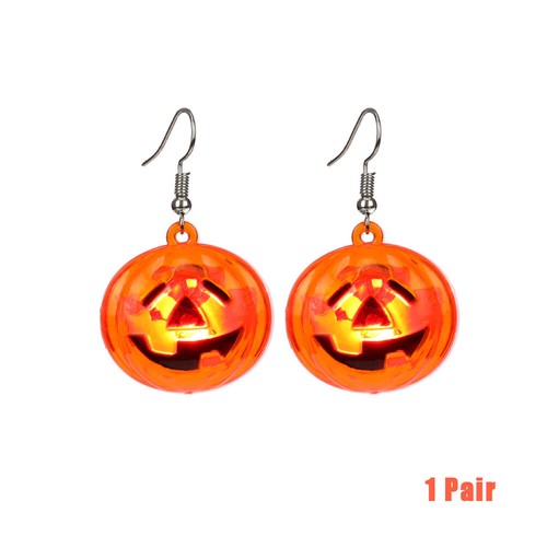 Halloween Anhänger Leuchtender Kürbis Leuchtend Baumeln Ohrclips LED Totenkopf Ohrringe - Bild 11 von 14