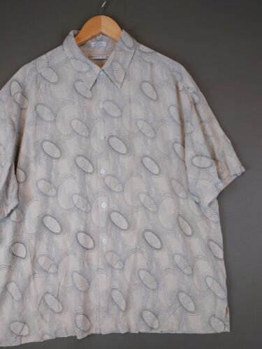 Geoffrey Beene 100% Silk Short Sleeve Geometric Button Shirt Men's Size XL - Picture 3 of 12