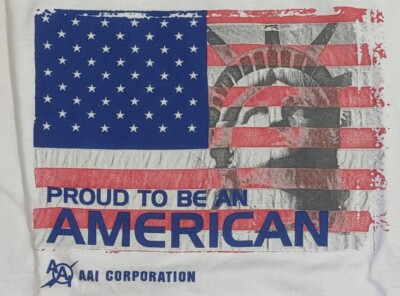 New Old Stock! AAI Corporation T SHIRT Proud To Be An American XL 