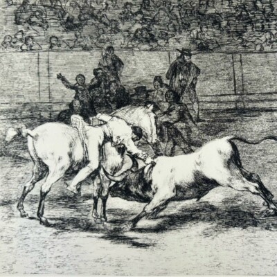 MARIANO CEBALLOS, THE INDIAN Original Antique Vintage Fine Art GOYA Spain Print