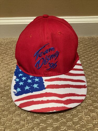 Vintage 90s Team Disney '96 Mickey Goofy Donald Made In USA Snapback Hat Flag