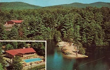 Postcard Aerial View Hidden Valley America's Dude Ranch Lake Luzerne New York