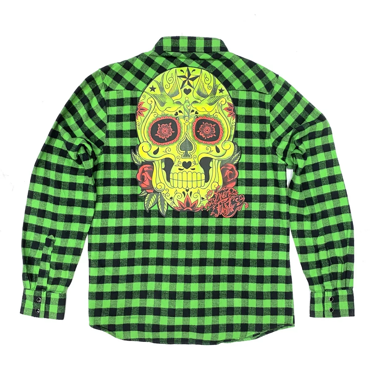 Lime green plaid shirt cheap