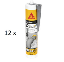12 x Sika 623 Fire+ Fire resistant intumescent sealant Combustible Pipe Anthrcit