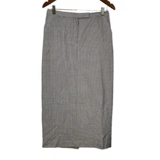VTG Madison Studio Size 8 Maxi Skirt Straight Black White Houndstooth Print