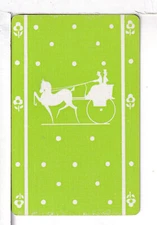 Single Vintage ID Animals, Horses, "High Steppers" Playing Card HC 8-6 B,Lgt Grn