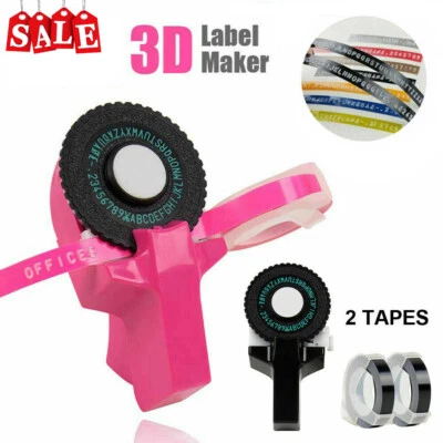 Manual 3D Embossing Label Maker Typewriter Printer DIY Machine with Free 2 Tapes