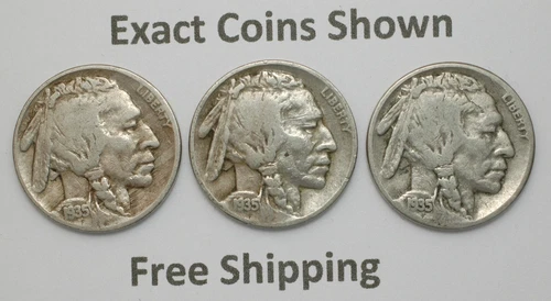 1935-P-D-S Buffalo Indian Head Nickel 3 coin year mint set Free Shipping