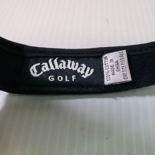 CALLAWAY Women's Golf Visor Black Hat Cap Adjustable Strapback Logo 100% Cotton - Picture 7 of 8