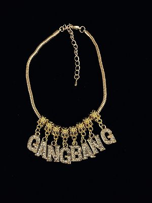 Combo Gold Crystal Letter Charm Anklet Swinger Hotwife BBC Slut Queen Of Spades