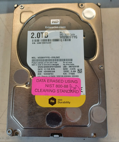Western Digital WD2001FYYG 2TB 7.2K NL SAS 3.5" 6Gbps Hard Drive