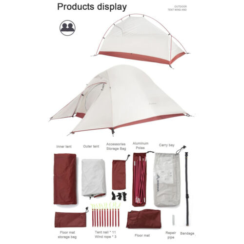 Ultralight 2-Person Camping Tent 20D Nylon Waterproof For Hiking Backpacking - Picture 11 of 14
