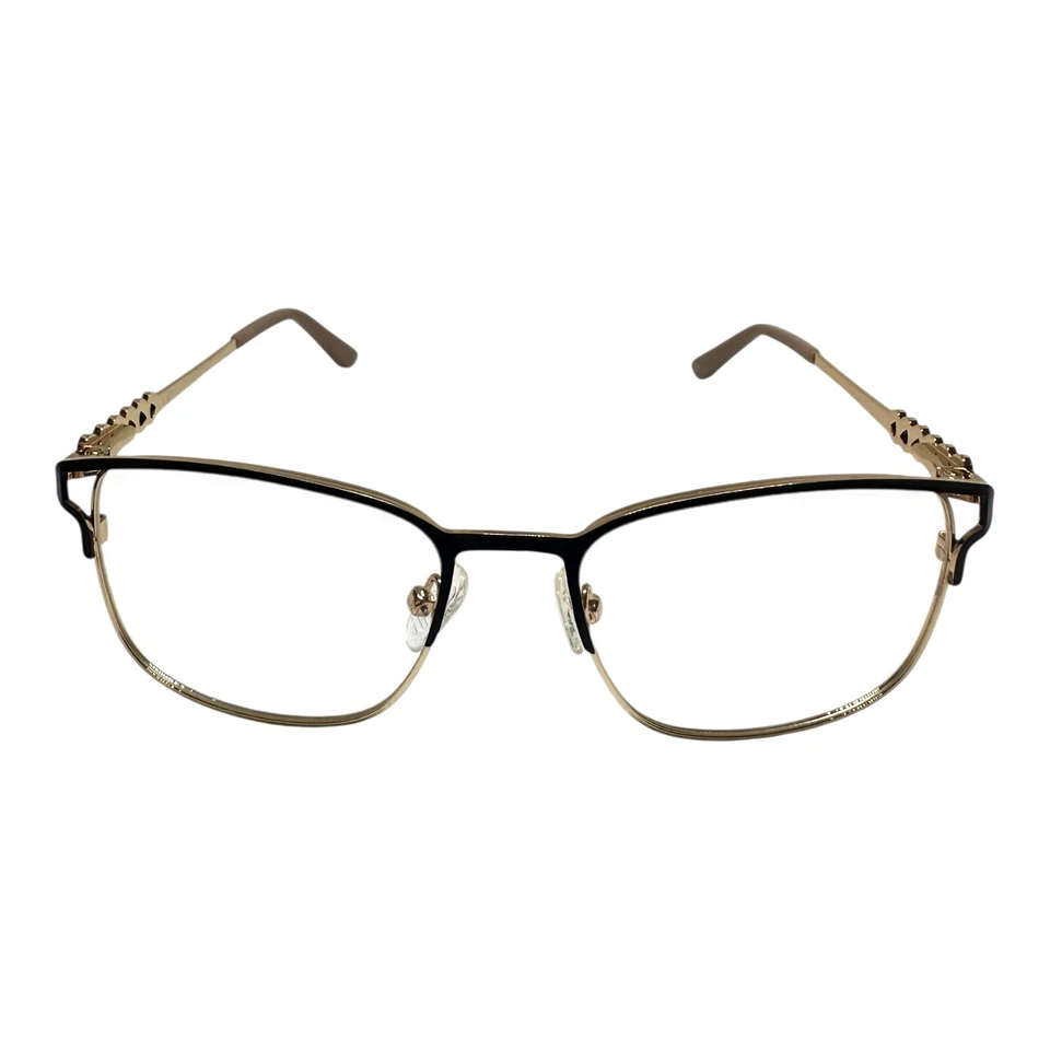 Marco de gafas para mujer dorado marrón cuadrado borde completo metal 52-17-138 lente de demostración Foto 2 de 4