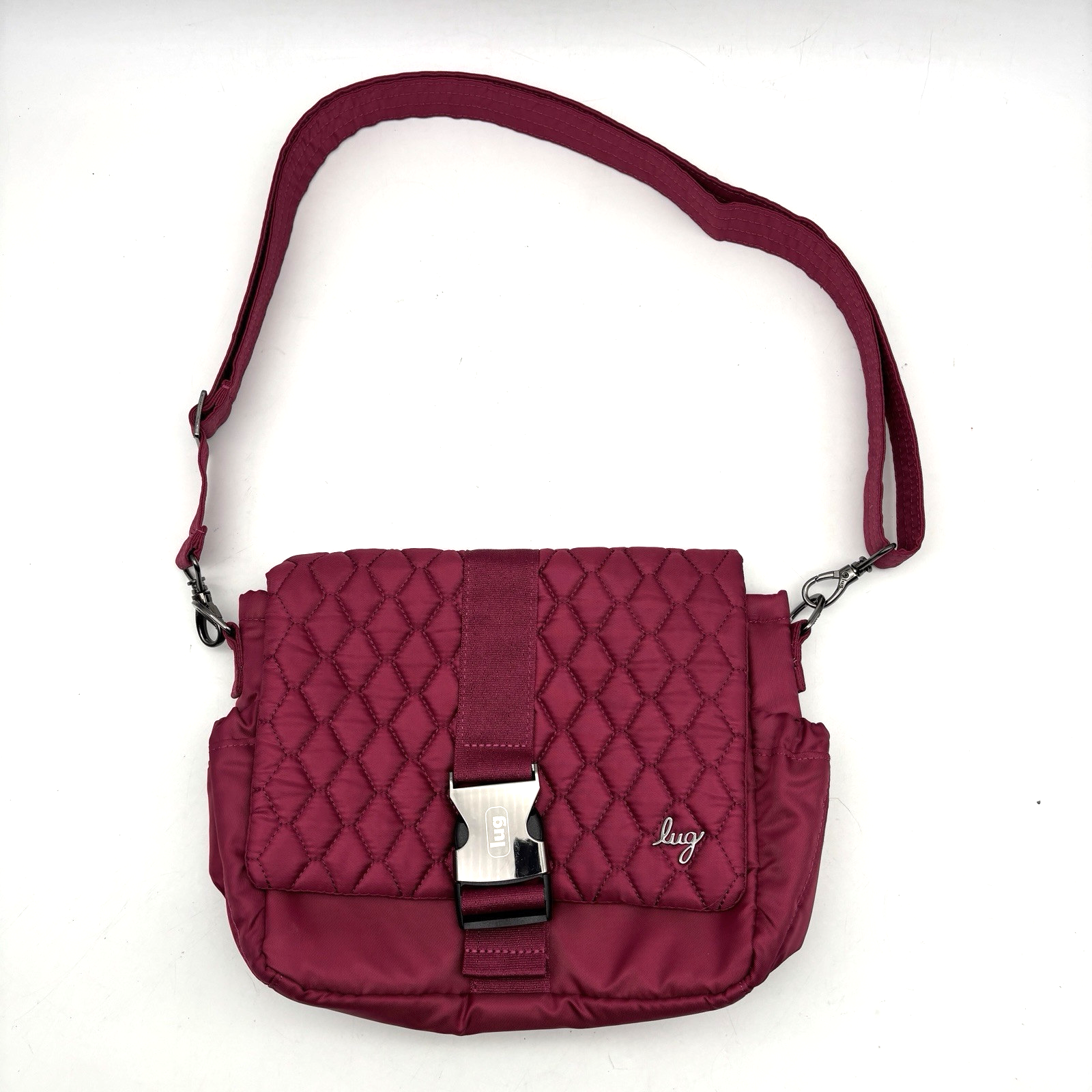 Bolso organizador bandolera de poliéster acolchado frambuesa con arnés