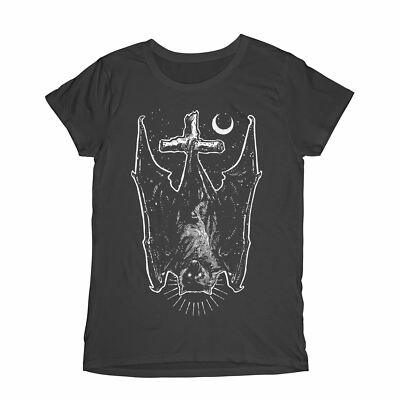 Upside Down Vampir Fledermaus Goth Halloween Damen T-Shirt