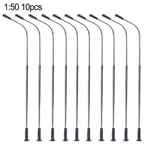 10pcs O-Scale Model Trains Metal Light Poles Wired LED-Lighted Street Lamps New - Picture 5 of 15