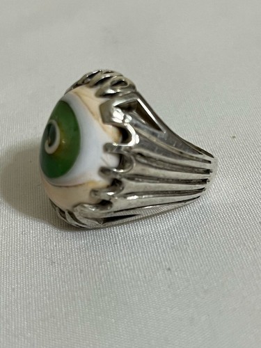 Rare Men silver 925 Ring Natural Yemen agate Aqeeq Handmad عطف بحري مضئ نادر - Picture 13 of 16