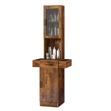 Salon Station for Hair Stylist,Barber Beauty Spa Storage Cabinet Equipment Brown