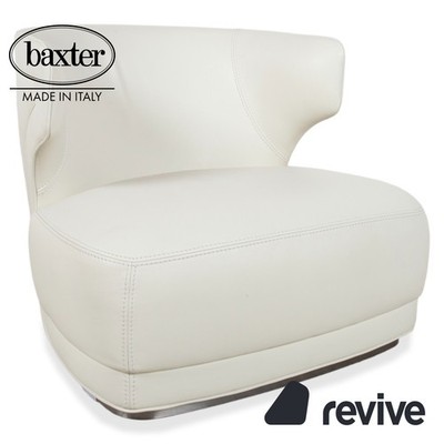 Baxter Etienne Leather Armchair Cream White, 1 Seat, Fully Assembled
