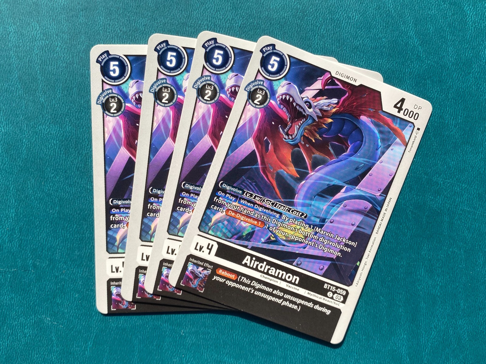 Airdramon BT15-059 Playset Exceed Apocalypse Digimon Card x4