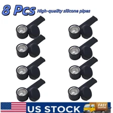8 Packs 3.5" Silicone Tobacco Smoking Pipe With Metal Lid Black Hand Pipes Bowl