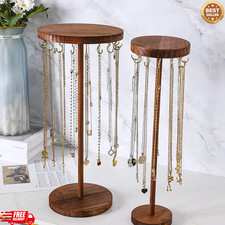 Wood Jewelry Organizer Stand Necklace Earring Bracelet Holder Display Rack Stora
