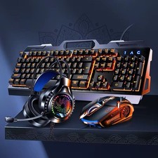 RGB Backlit Gaming Bundle, Keyboard, Mouse, and Headset with Metal Panel