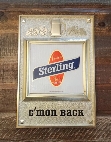 Vintage Sterling Beer Sign 3D Embossed Plastic Rare