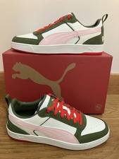 Puma Dribble SD Court Trainers Men’s UK Size 9 white-frosty pink-olive-red BNIB