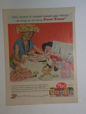 Magazine Ad* - 1958 - Post Cereal Post-Tens Variety Pack