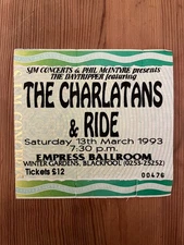 THE CHARLATANS & RIDE 1993 Ticket Stub The Daytripper Blackpool Empress Ballroom