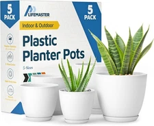 Lifemaster Eco Friendly Plant Pot Set -5-Pack Home Decor Flower Indoor and Outdo