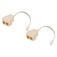 2 x Phone Jack Splitter 6P4C Male to 2 Female Way Socket Adapter Telephone Line