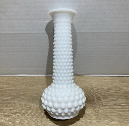 Vintage EO Brody White Milk Glass Hobnail Vase