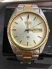 Vtg 1980 Seiko SQ Quartz Two Tone Fluted Bezel “Datejust Style”  7123-8059 Runs