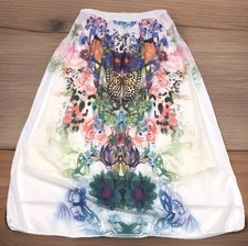 Fairy Boho Maxi Skirt M Lapis Floral Butterfly Bird Semi-Sheer Cottage Peasant