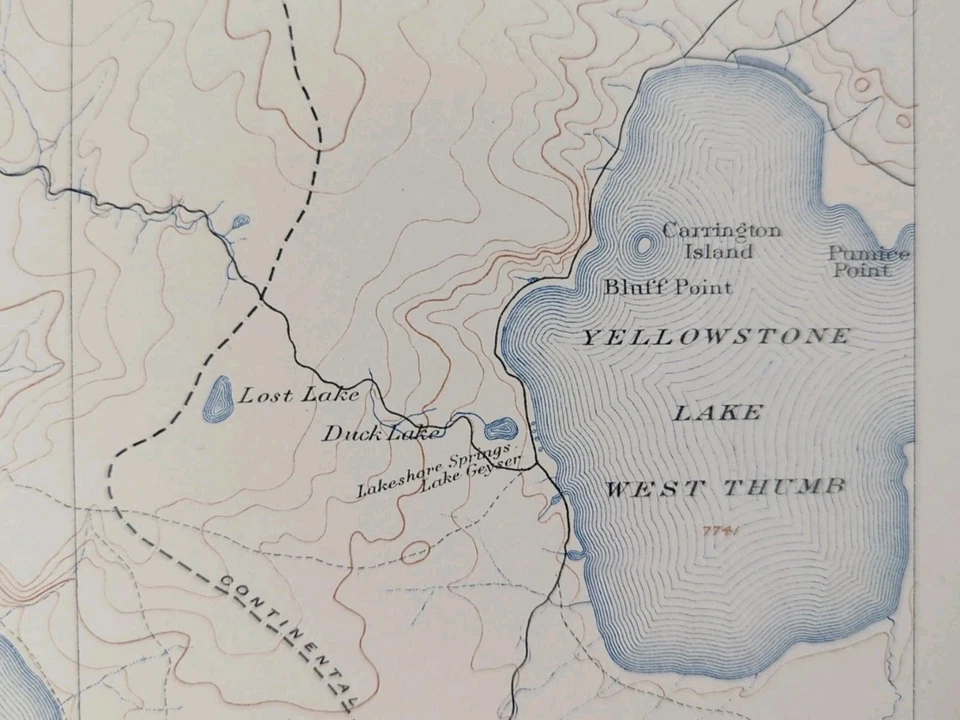 Vintage 1904 USGS Map YELLOWSTONE PARK WYOMING ~ Old Antique Original SHOSHONE - Image 4 of 4