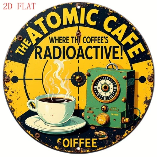 Tin Metal Signs Home Décor 8x8 Atomic Cafe Radioactive Theme Vintage Wall Retro