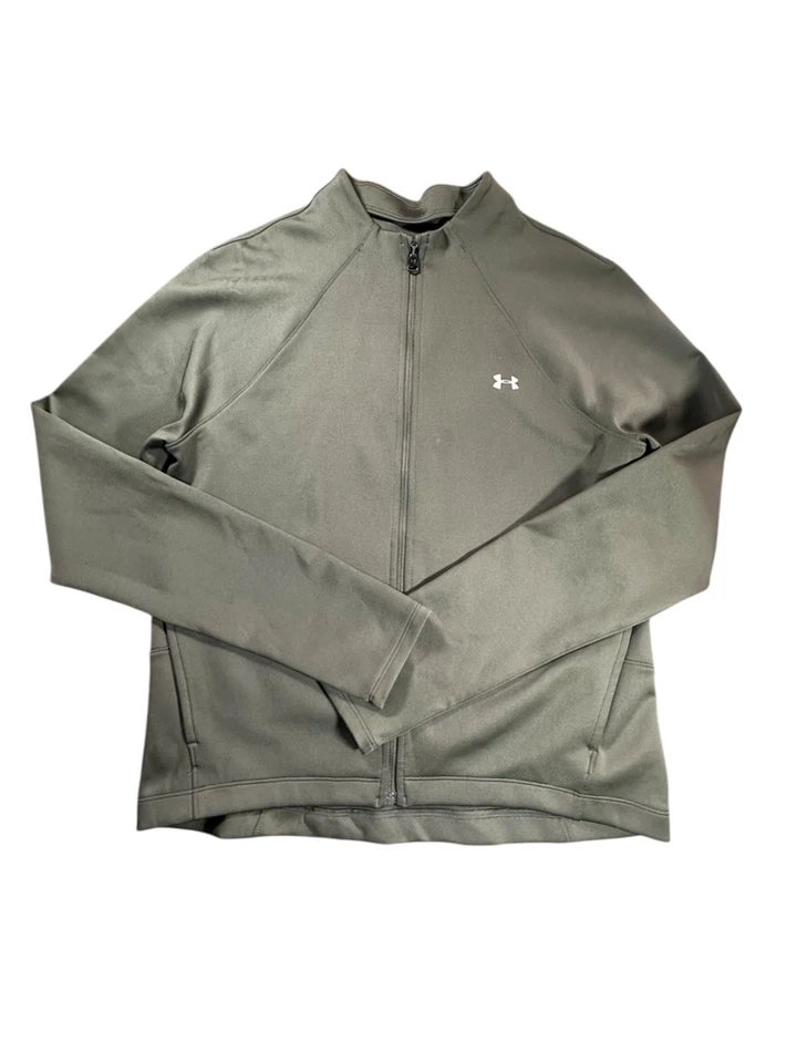 Chaqueta Under Armour para mujer mediana cremallera completa rendimiento sin cuello verde oliva Foto 3 de 4