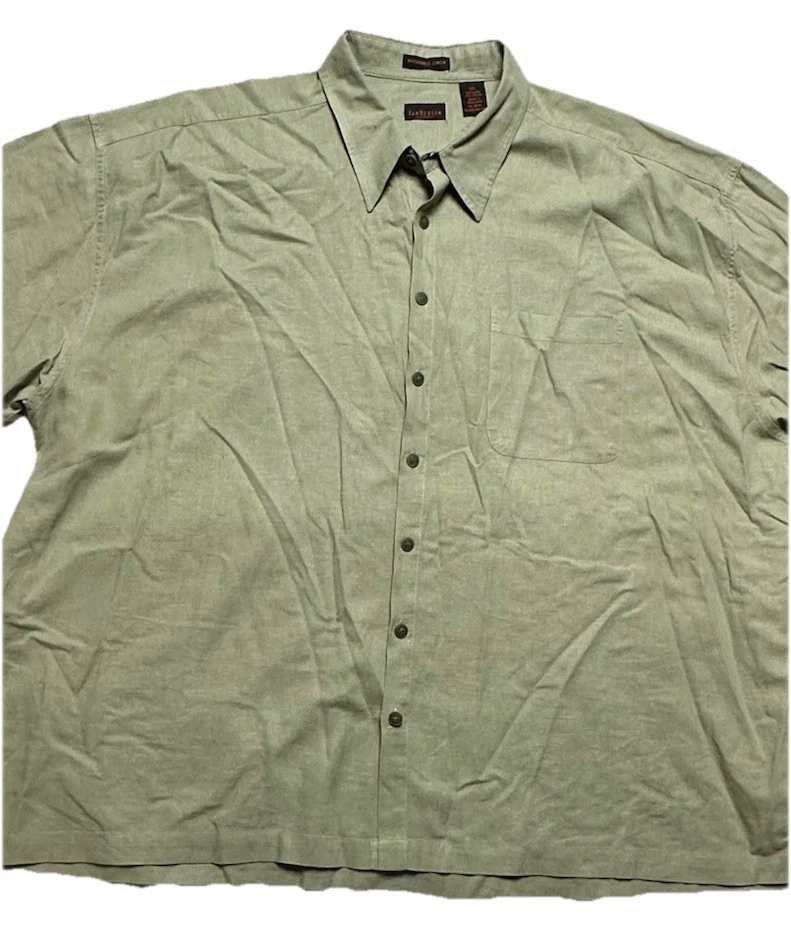 Camisa VanHeusen 3XL Lavable Lino Manga Corta Botón Frontal Foto 4 de 4